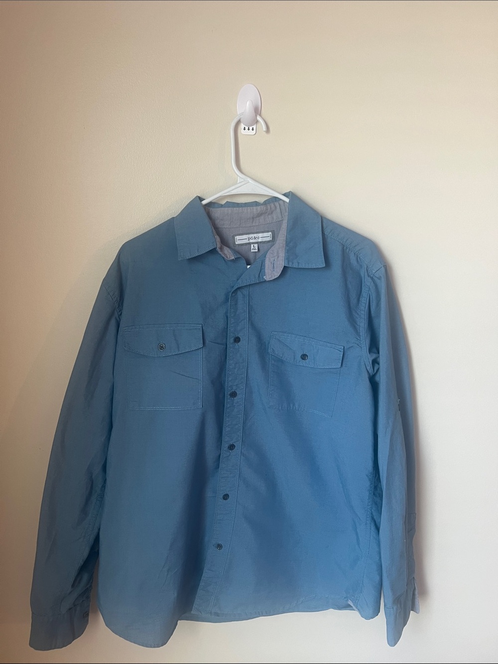 PD&C Lightweight Men's Shirt Jacket in Dusty Blue